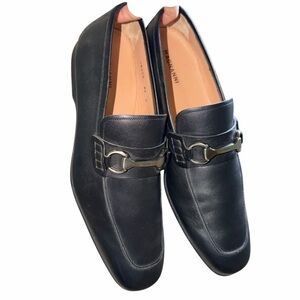 Magnanni black Leather Slip-On Loafers Mens 9.5